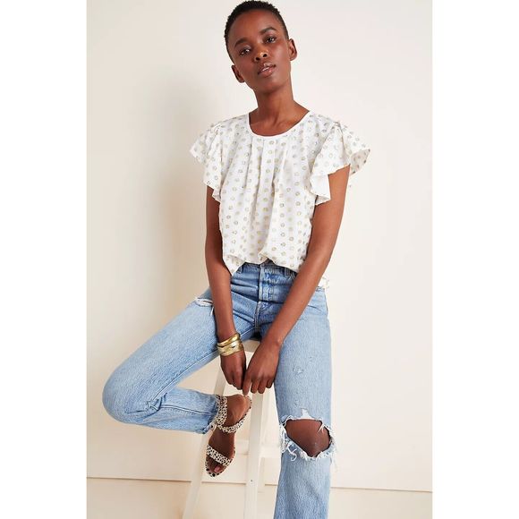 Anthropoligie Aria Shimmer Blouse Amadi Size L. B-5 - Picture 1 of 7